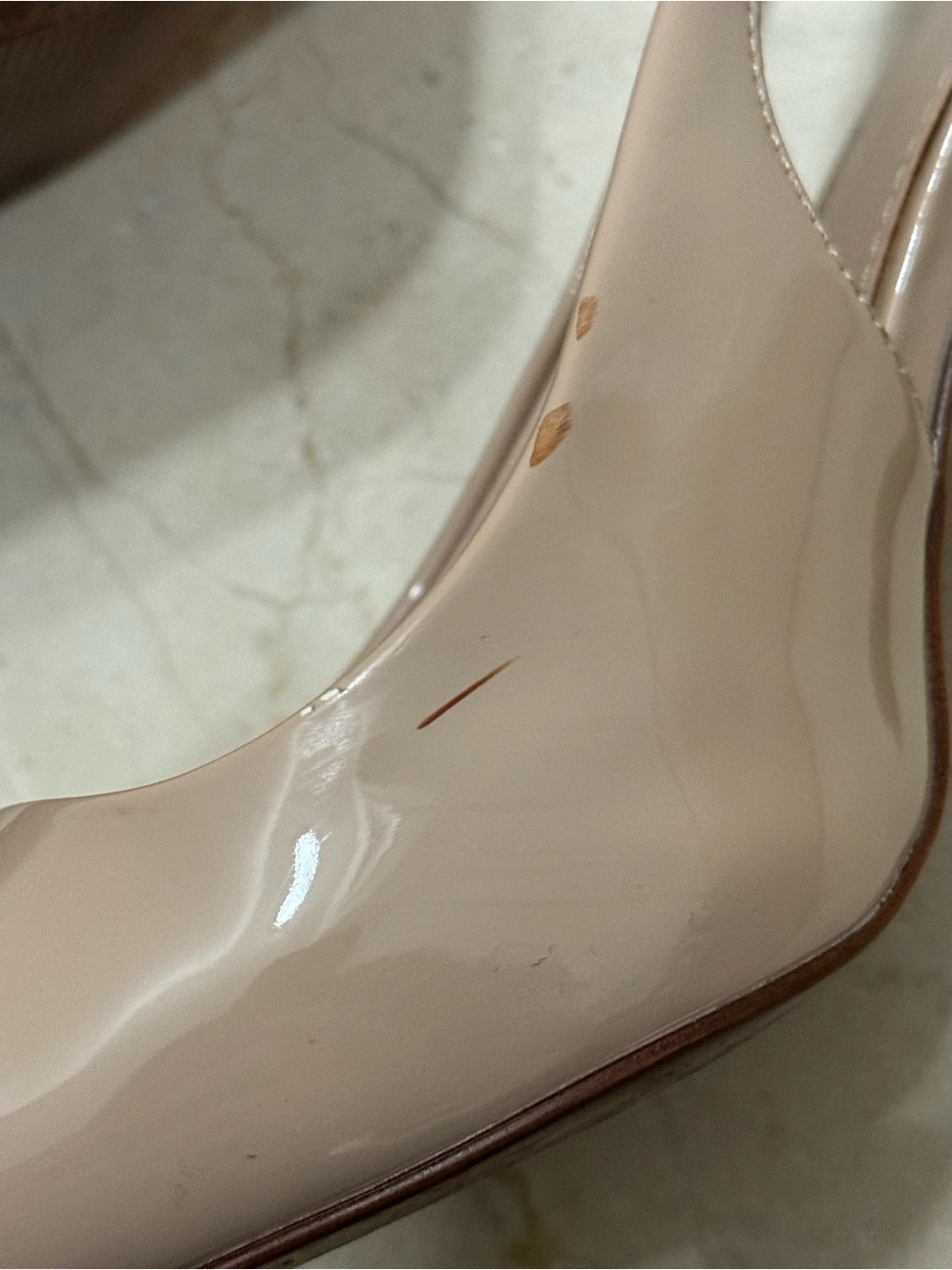 MNG Mango Shiny Beige Pump Slingback Short Heel - Picture 7 of 7